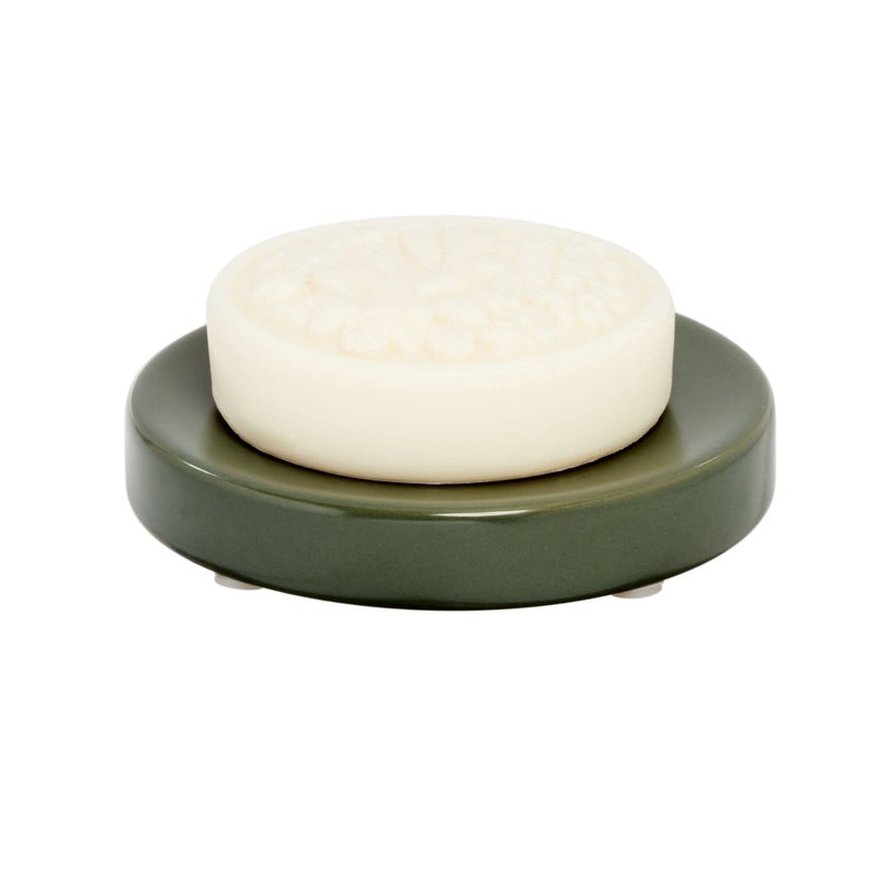 InterDesign iDesign Ceramic Earth Collection Ceramic Bar Soap Dish, Moss - Image 1